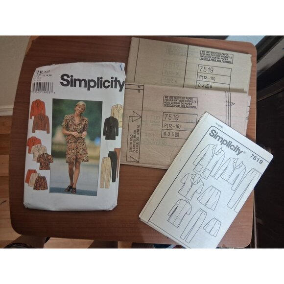 VTG Simplicity UNCUT Sewing Pattern 7519 Misses Size 12, 14, 16 1997 90s Y2K - Picture 5 of 5